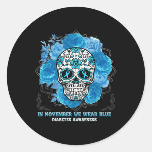 Im November tragen wir den Blauzucker-Schädel-Diab Runder Aufkleber