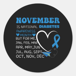 Im November tragen wir den Monat des Blauen Diabet Runder Aufkleber