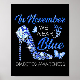 Im November tragen wir Diabetes mit blauer Ribbon- Poster