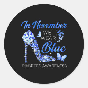 Im November tragen wir Diabetes mit blauer Ribbon- Runder Aufkleber