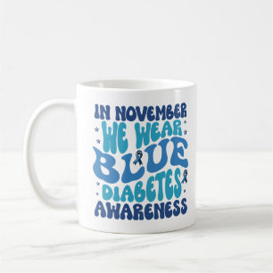 Im November tragen wir ein blaues Diabetes-Bewusst Kaffeetasse
