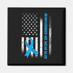 Im November tragen wir ein blaues T1D Diabetes-Bew Magnet