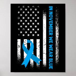 Im November tragen wir ein blaues T1D Diabetes-Bew Poster