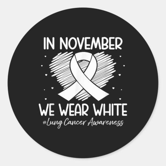 Im November tragen wir ein weißes Lungenkrebs-Bewu Runder Aufkleber (Vorderseite)