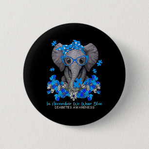 Im November tragen wir eine blaue Elefantendiabete Button