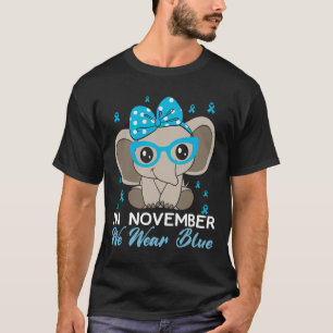 Im November tragen wir eine blaue Elefantendiabete T-Shirt