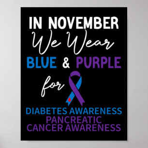 Im November tragen wir eine blaue und Lila Diabete Poster