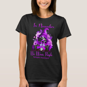 Im November tragen wir Lila Gnome Ribbon Epilepsie T-Shirt