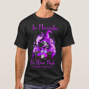Im November tragen wir Lila Gnome Ribbon Epilepsie T-Shirt