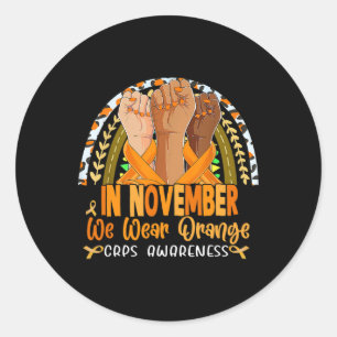 Im November tragen wir Orange Crps Awareness Orang Runder Aufkleber