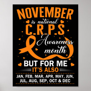 Im November tragen wir Orange Ribbon CRPS Bewussts Poster