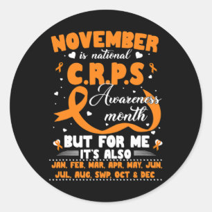 Im November tragen wir Orange Ribbon CRPS Bewussts Runder Aufkleber
