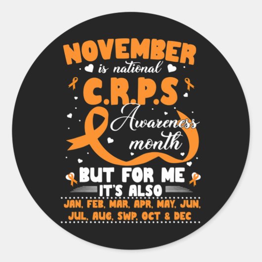 Im November tragen wir Orange Ribbon CRPS Bewussts Runder Aufkleber (Vorderseite)