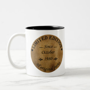 Im Oktober 1980 Vintage Geburtstag geboren Zweifarbige Tasse