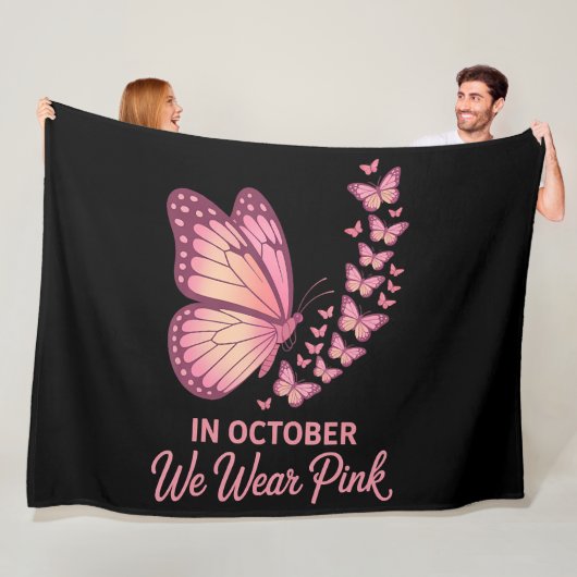 im Oktober rosa Brust Schmetterling Fleecedecke (Beispiel)