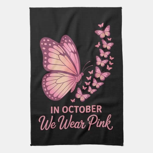 im Oktober rosa Brust Schmetterling Geschirrtuch (Vertikal)