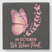 im Oktober rosa Brust Schmetterling Steinuntersetzer (Vorderseite)