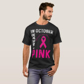 Im Oktober trage ich eine pinkfarbene Brustkrebser T-Shirt (Vorne ganz)