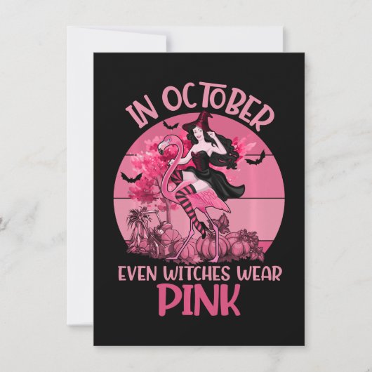 Im Oktober tragen sogar Hexen eine rosa T-Shirt-Br Einladung (Vorderseite)
