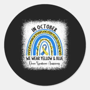 Im Oktober tragen wir das Gelb-und-Blau-Down-Syndr Runder Aufkleber