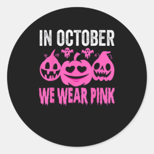 Im Oktober tragen wir die Pink Breast Cancer Pumpk Runder Aufkleber