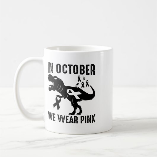 Im Oktober tragen wir ein pinkfarbenes Brustkrebsb Kaffeetasse (Links)