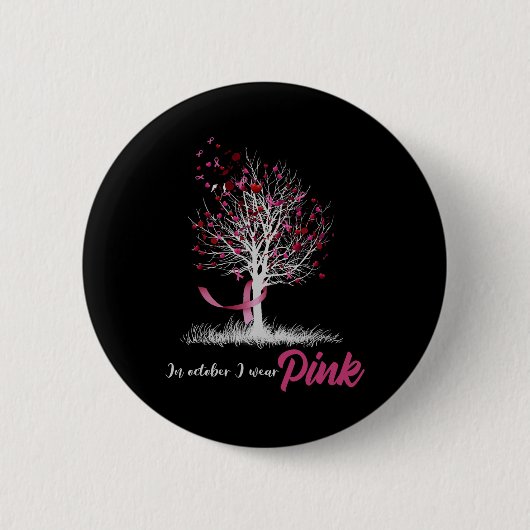 Im Oktober tragen wir ein pinkfarbenes Tree Breast Button (Vorderseite)