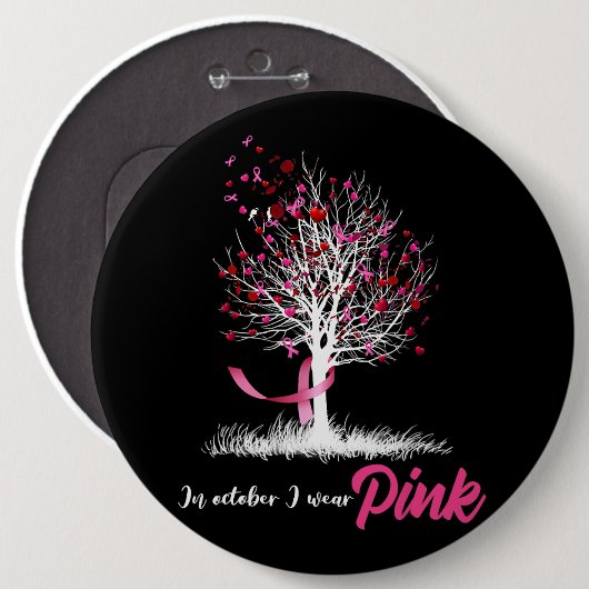 Im Oktober tragen wir ein pinkfarbenes Tree Breast Button (Vorne & Hinten)
