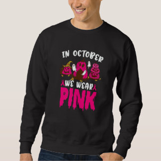 Im Oktober tragen wir ein rosa Band Geist-Kürbis B Sweatshirt