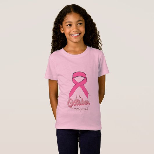 Im Oktober tragen wir ein rosa Brustkrebs-Bewussts T-Shirt (Vorne ganz)