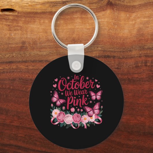 Im Oktober tragen wir eine Niedliche, rosa Schmett Schlüsselanhänger (Vorderseite)