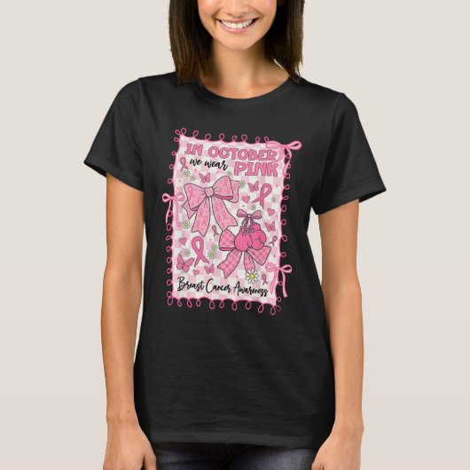 Im Oktober tragen wir eine pinkfarbene Brustkrebse T-Shirt (Vorderseite)