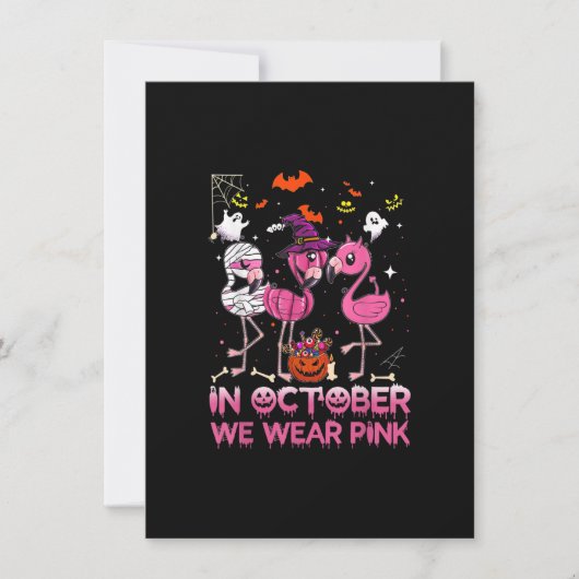 Im Oktober tragen wir eine rosa Flamingo Halloween Einladung (Vorderseite)