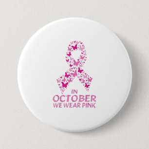 Im Oktober tragen wir einen Brustkrebskranz Button