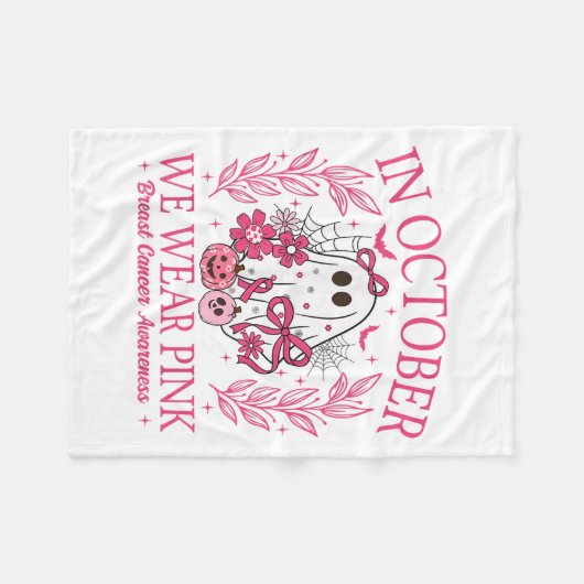 Im Oktober tragen wir NK Halloween Breastkrebs Kri Fleecedecke (Vorderseite (Horizontal))