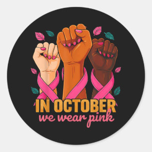 Im Oktober tragen wir Pink 2025 Breast Cancer Awar Runder Aufkleber