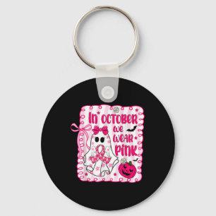 Im Oktober tragen wir Pink Bow Ghost Breast Cancer Schlüsselanhänger