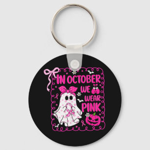 Im Oktober tragen wir Pink Bow Ghost Breast Cancer Schlüsselanhänger