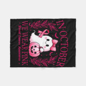 Im Oktober tragen wir Pink - Brustkrebs-Bewusstsei Fleecedecke (Vorderseite (Horizontal))