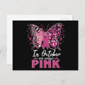 Im Oktober tragen wir Pink Butterfly Breastkrebs A Postkarte (Vorne/Hinten)