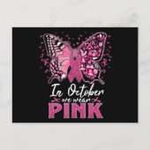 Im Oktober tragen wir Pink Butterfly Breastkrebs A Postkarte (Vorderseite)