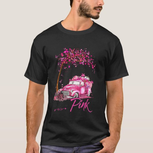 Im Oktober tragen wir Pink Car Pumpkin Brustkrebs T-Shirt (Vorderseite)