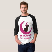 Im Oktober tragen wir Pink Cat Breast Cancene Awar T-Shirt (Vorne ganz)