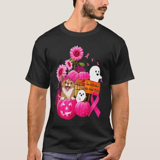 Im Oktober tragen wir Pink Chihuahua Hunde Brustka T-Shirt (Vorderseite)