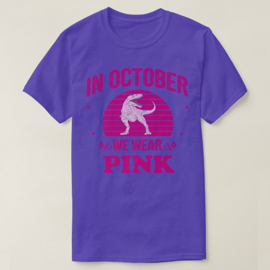 Im Oktober tragen wir Pink-Dinosaurier, Hexenbrust T-Shirt (Design vorne)