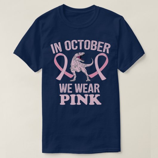 Im Oktober tragen wir Pink-Dinosaurier, Hexenbrust T-Shirt (Design vorne)