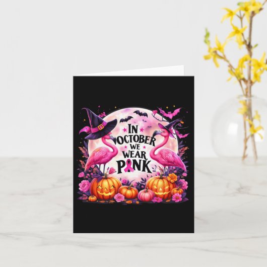 Im Oktober tragen wir Pink Flamingo Breast Cancer Karte (Gelbe Blume)