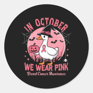 Im Oktober tragen wir Pink Gänse Brustkrebs Awaren Runder Aufkleber