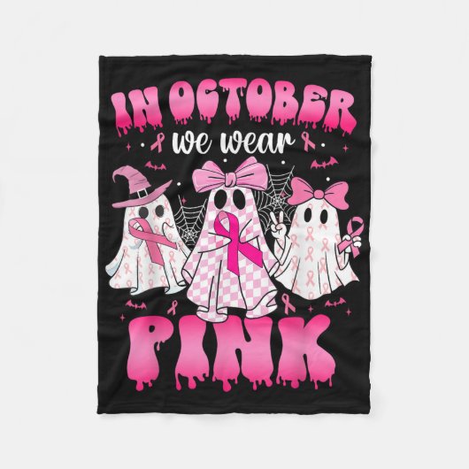 Im Oktober tragen wir Pink Ghost Breast Cancer Awa Fleecedecke (Vorderseite)