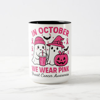 Im Oktober tragen wir Pink Ghost Breast Cancer Awa Zweifarbige Tasse